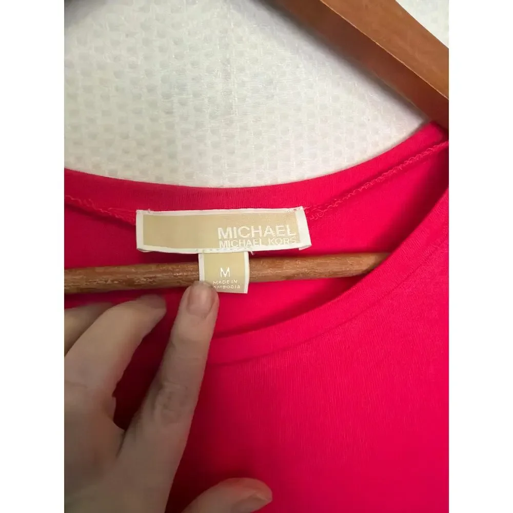 Michael Kors Pink Sleeveless Lightweight Blouse Layered Chiffon‎ Hem Size M